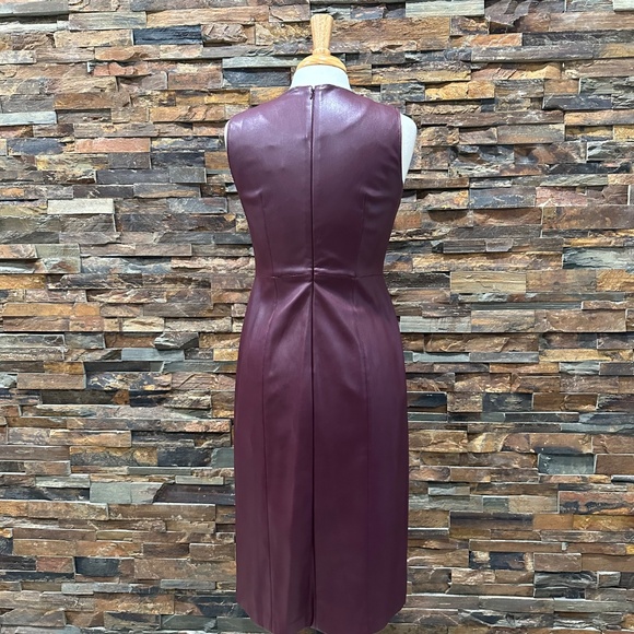 Ann Taylor Faux Leather Sheath Dress Maroon Fit/Flare Size 2 NWT - Picture 8 of 11